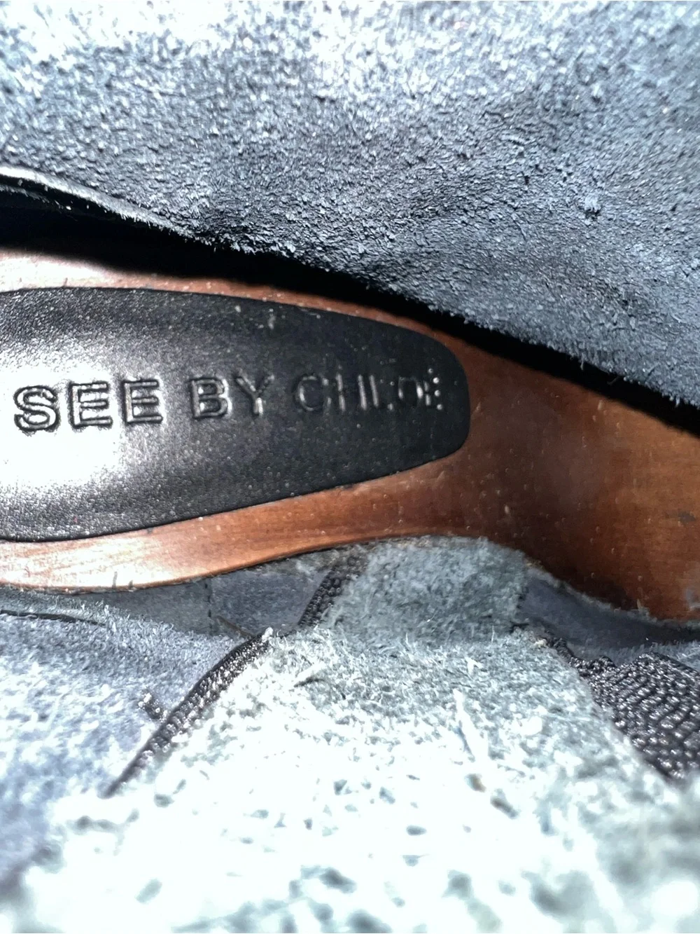 See by Chloe Black Leather Wedge Ankle Boots with Buckle women size 39 US 8-8.5